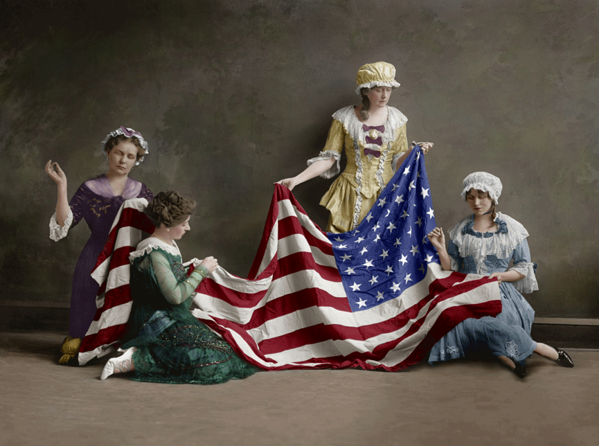 El nacimiento de la bandera estadounidense. Washington, 1915. Shorpy