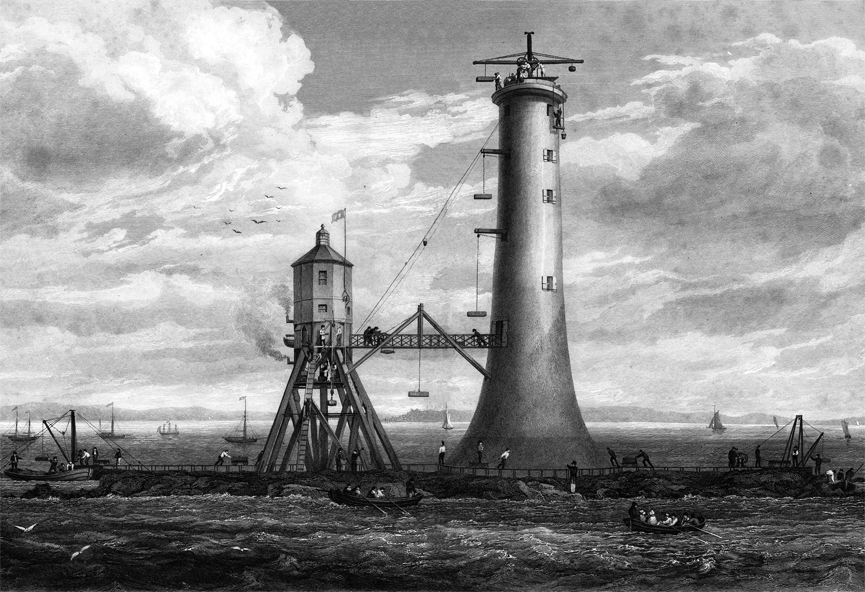 Bell Rock. Grabado de William Miller, 1824. Wikipedia