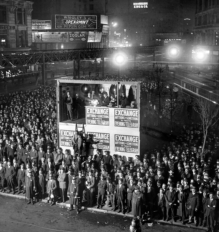 Noche de elecciones municipales para la alcaldía de Nueva York, en 1909. Bain News Service, Librería del Congreso