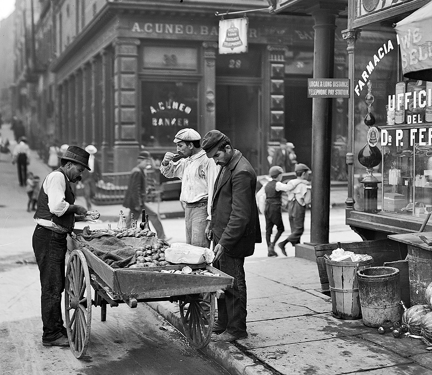 Vendedor ambulante de almejas. Nueva York, 1900. Biblioteca del Congreso