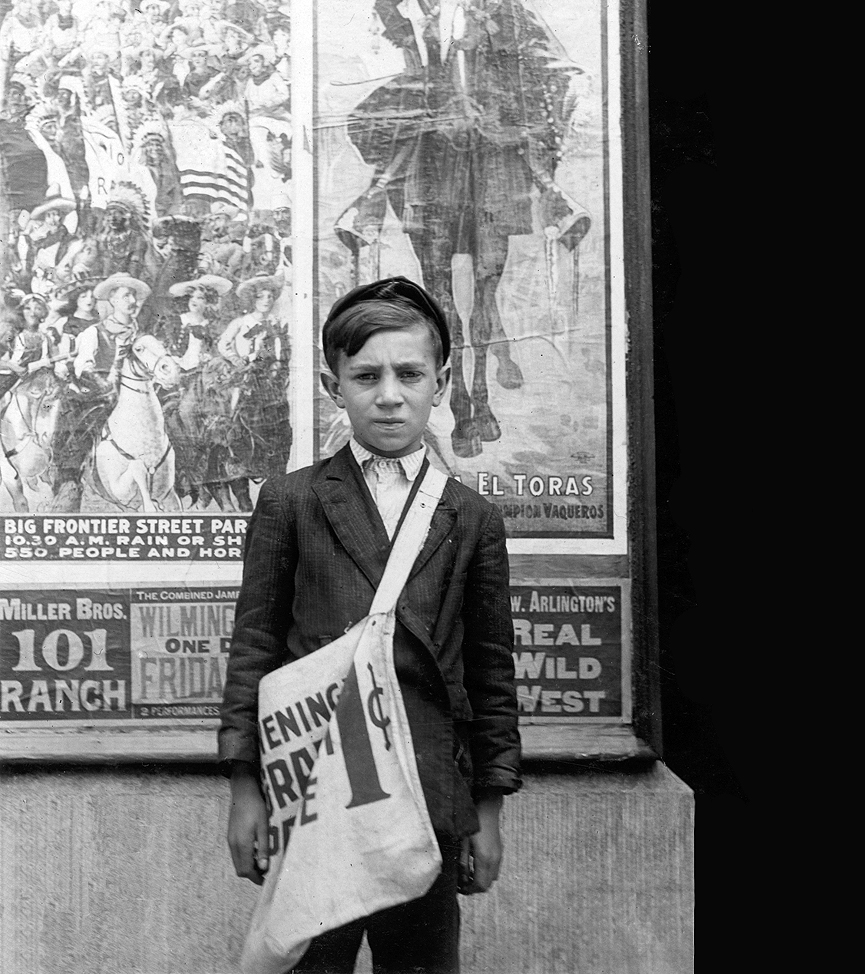 Vendedor de periódicos. Wilmington en Delaware, 1910. Biblioteca del Congreso